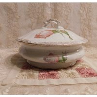 Antiker Homer Laughlin Rosenknospen Muster Deckeldose Henkelschale/Trinket Box Ca. 1917, Lieblich & Selten Sammlerstück von HEARTFELTFAVORITES
