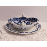 Antikes Blau-Weißes Transfergeschirr Angebrachte Soße Boot Und Unterplatte, T.c. Brown - Westhead Moore & Co von HEARTFELTFAVORITES