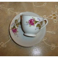 Jb Betson's Red Rose China Mokkatasse & Untertassen-Set, Handbemalt, Hergestellt in Japan von HEARTFELTFAVORITES