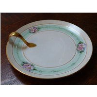 Vintage Floral Leckerbissen Teller Handbemalter Goldrand Servierteller von HEARTFELTFAVORITES