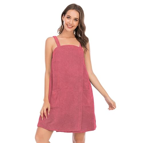 HEARTTOUCH Saunakilt Sauna Kilt Handtuch Damen Badetuch mit Tasche Saunasarong Saunatuch Baumwolle Mikrofaser Sarong Kilt Bademantel (Hot Rosa,XXL) von HEARTTOUCH