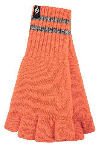 HEAT HOLDERS Herren Handschuhe Ohne Finger Thermo Stricken Gefüttert Arbeitshandschuhe für Winter (Einheitsgröße, Orange) von HEAT HOLDERS