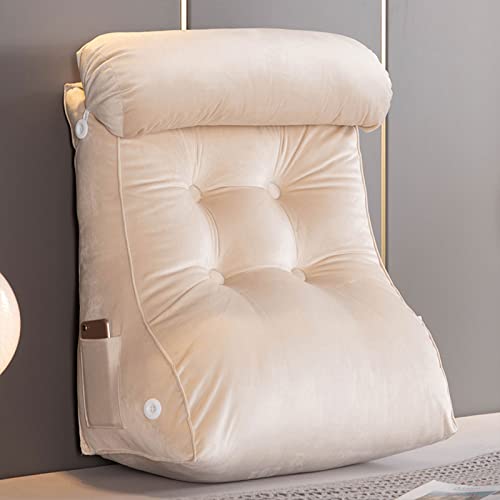 HEATHE Lesekissen Luxus-Lesekissen Rückenkissen Fernsehkissen Keilkissen Dreieckiges TV-Kissen Reißverschluss-Design Für den Pausenraum oder die Arbeit im Bett, 30*45*55 (with round pillow) von HEATHE