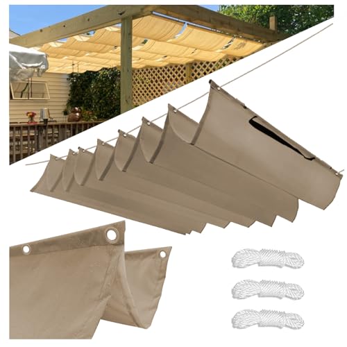 Einziehbar Welle Sonnensegel 1.5x6M(BxL), Verstellbar Schattenabdeckung, Wasserdicht Sonnenschutz Sonnenschutz Schutz vor UV- Strahlungen für Pergola Garten Schattenabdeckung (1x2m,Khaki) von HEATPOWEOK