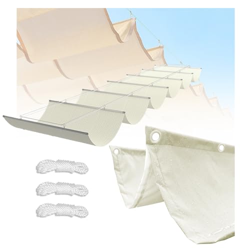 Einziehbare Welle Sonnensegel, Verstellbar Segeltuch Schattenabdeckung mit Ösen und Kordel Sonnenschutz Wasserdicht UV-beständig Outdoor Pergola Markise für Garten Terrasse (1x11m,Beige) von HEATPOWEOK