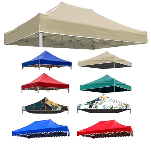 Pavillon Ersatzdach 3x3m wasserdicht - Zeltüberdachung für Garten & Terrasse mit UV-Schutz (4-Eck) - Kompatibel mit Marken-Pavillons - Ersatzplane für Gazebo/Carport (2X3M(6.5'x10'),Beige) von HEATPOWEOK