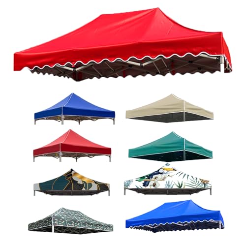 Pavillon Ersatzdach 3x3m wasserdicht - Zeltüberdachung für Garten & Terrasse mit UV-Schutz (4-Eck) - Kompatibel mit Marken-Pavillons - Ersatzplane für Gazebo/Carport (2X3M(6.5'x10'),Red (Wave)) von HEATPOWEOK