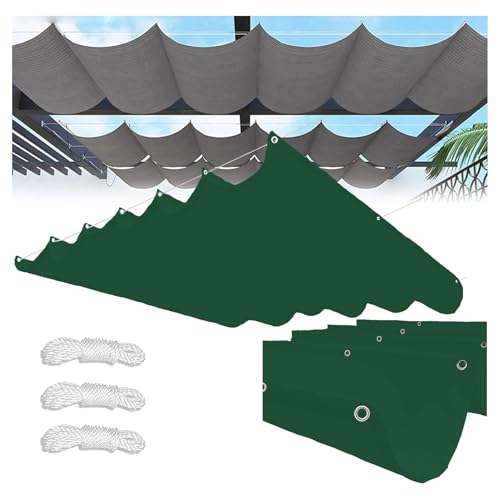 Sonnensegel Einziehbares,Verstellbar Sonnensegel Welle Aufrollbar Segeltuch Markise Wasserdicht Sonnenschutz UV-Schutz,Retractable Wave Sun Shade Sail, für Terrasse/Pergola (Dunkelgrün,2.5x8m(BxL)) von HEATPOWEOK