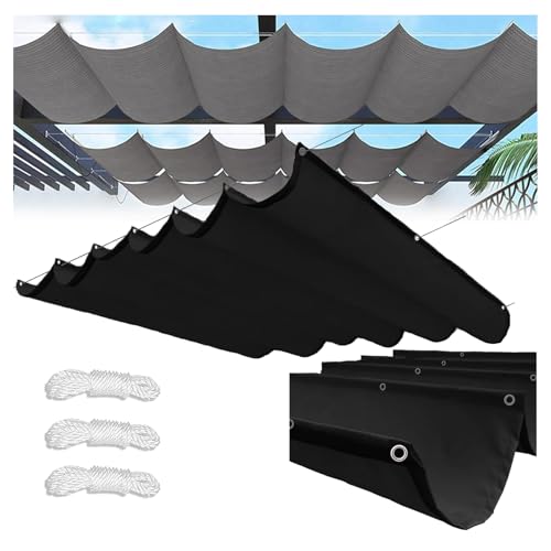 Sonnensegel Einziehbares,Verstellbar Sonnensegel Welle Aufrollbar Segeltuch Markise Wasserdicht Sonnenschutz UV-Schutz,Retractable Wave Sun Shade Sail, für Terrasse/Pergola (Schwarz,1.5x13m(BxL)) von HEATPOWEOK