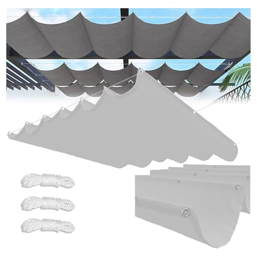 Sonnensegel Einziehbares,Verstellbar Sonnensegel Welle Aufrollbar Segeltuch Markise Wasserdicht Sonnenschutz UV-Schutz,Retractable Wave Sun Shade Sail, für Terrasse/Pergola (Weiß,1.5x12m(BxL)) von HEATPOWEOK