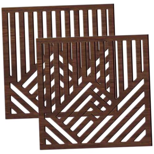 HEATSHAKING 2 Stück Teiliges Holz Wandbild Mountain Design Abstrakte Hohlgefräste Bergmotive Rustikale Holzdeko für Wohnzimmer Schlafzimmer Büro und Garten Geometrische Linienstruktur von HEATSHAKING