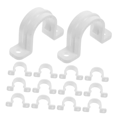 HEATSHAKING 20 Stück Teiliges PVC U rohrschellen Robuste Rohrklemme mit Verschleißfester Oberfläche Einfache Montage Stabiler Halt für Innen Außenbereich Sichere U bügel Rohrbefestigung von HEATSHAKING