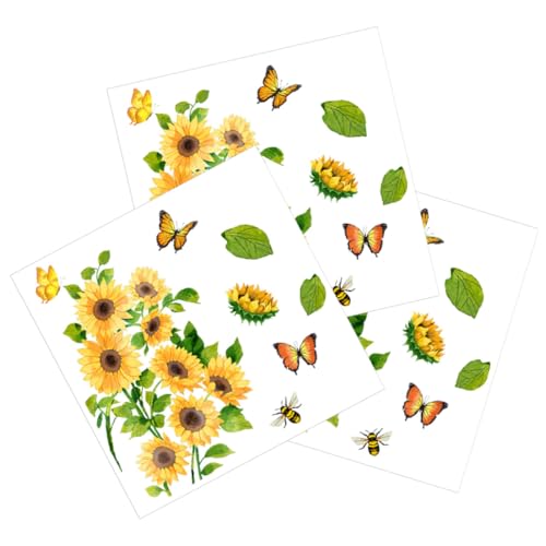 HEATSHAKING 3 Blätter Teiliges Wasserfester Toilettenaufkleber Sonnenblume Schmetterling Selbstklebend Badezimmer Dekoration Einfach Anzubringen Ablösbar für Glatte Oberflächen Geeignet von HEATSHAKING