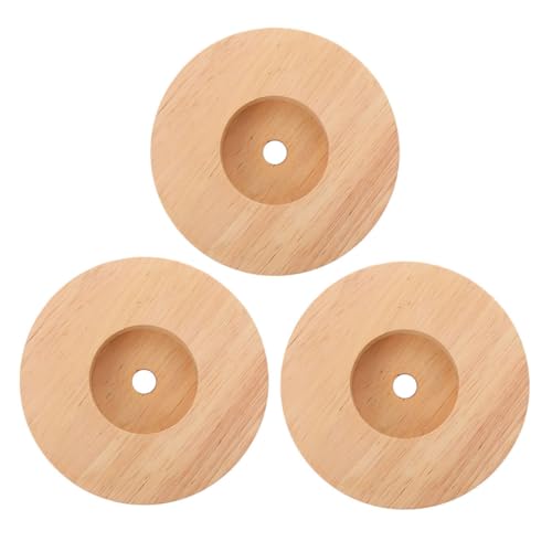 HEATSHAKING 3 Stück Runde Holzlampe Basis Holzständer für Nachtlichter Tischlampen und Dekoration für DIY Projekte und Kleine Statuen von HEATSHAKING