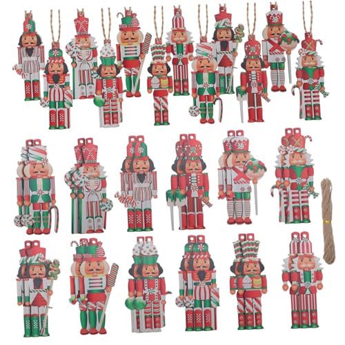 HEATSHAKING 36stücke Titel Teiliges Holz-nussknacker Weihnachtsbaum-Dekorationen Hängende Figuren Für Festliche Anlässe Für Weihnachten Und Feiertagsfeiern von HEATSHAKING