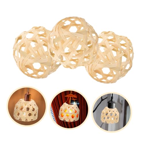 HEATSHAKING 4 Stück Geflochtener Naturfaser Lampenschirm Rustikaler Lampenüberzug Hängelampe Deckenleuchte Natürliches Material Lichtschutz Für Schlafzimmer Wohnzimmer Büro von HEATSHAKING