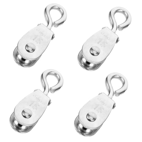 HEATSHAKING 4 Stück Teiliges Edelstahl Seilrolle Miniatur Flaschenzug Umlenkrolle für Kabelzug Hebezeug DIY mit Hoher Tragkraft und Kompakter Bauweise für Vielseitige Anwendungen von HEATSHAKING
