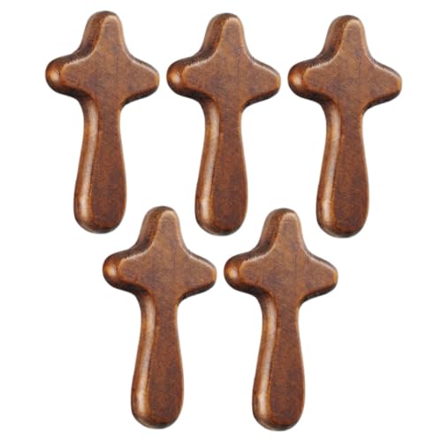 HEATSHAKING 5 Stück Holzkreuz Teiliges Gebetskreuz aus Widerstandsfähigem Holz für Stilvolle Tischdekoration für Christliche Anlässe und Kreative DIY Projekte Tiefbrauner Farbe von HEATSHAKING