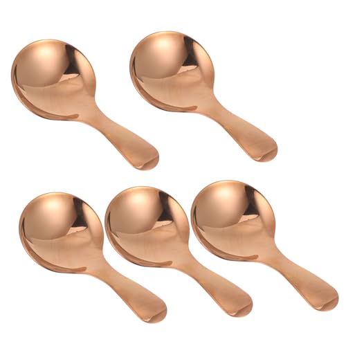 HEATSHAKING 5 Stück Teiliges Mini Löffel Kurzem Gewürzlöffel Dessertlöffel für Tee Tragbar Robust Gold von HEATSHAKING