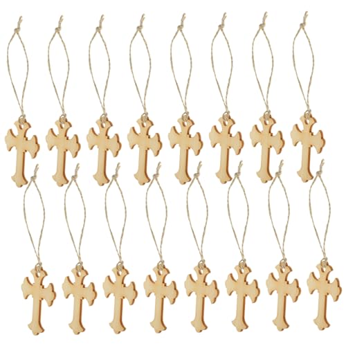 HEATSHAKING 50 Stück Holz Wiederverwendbare Hängende Kreuze für Weihnachten Rustikale Holzanhänger Christbaumschmuck Wanddekoration oder Accessoire für Festliche Anlässe von HEATSHAKING