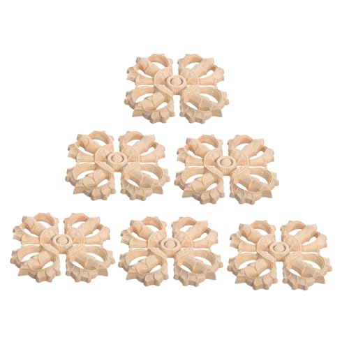 HEATSHAKING 6 Stück Teiliges Geschnitzte Holzapplikationen Unbemalt Europäischer Stil Dekorative Eck Onlays aus Holz Elegante Möbelverzierung für Schranktüren Wandrahmen und DIY Projekte von HEATSHAKING