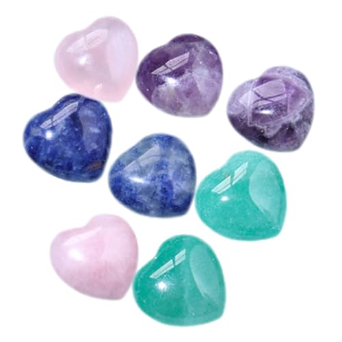 HEATSHAKING 8 Stück Teiliges Herzstein aus Natürlichem Kristall mit Amethyst Rosenquarz und Ostrolith Dekoratives Desktop Ornament für Meditation Energie und von HEATSHAKING