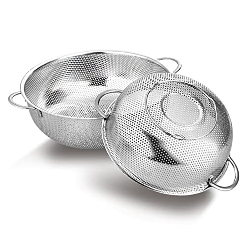 HEATSHAKING Abtropfkorb für Obst und Gemüse Multifunktionales Küchensieb mit Durchmesser zum Abspülen und Lagern der Heimischen Küche Silber von HEATSHAKING