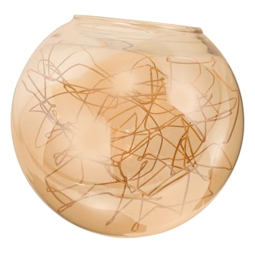 HEATSHAKING Glas Lampenschirm Ersatz Transparent Hängeleuchte Lampenschirm für Kronleuchter mit Gold silber Streifen Innenverzierung Robust Lichtstreuend Vielseitig für Flur Wohnzimmer von HEATSHAKING