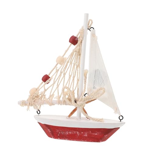 HEATSHAKING Holz Segelboot Vintage Nautische Tischdekoration Modell mit Untergrund und Gelbem Seestern Kreatives Wohnaccessoire für Strand und Wanddeko von HEATSHAKING