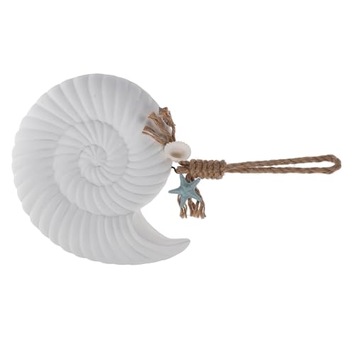HEATSHAKING Muschelanhänger Nautisch Mediterran Haushaltsanhänger Türkis Muscheldekor Muscheln Strandanhänger Strandwanddekor Dekorationen Stranddekor Holz Weiß von HEATSHAKING