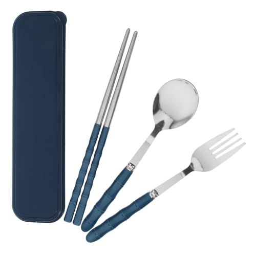 HEATSHAKING Reisebesteck Set Teiliges Tragbares Besteckset mit Löffel Essstäbchen Elegantem für Schule Camping Büro Leicht Zuverlässig von HEATSHAKING