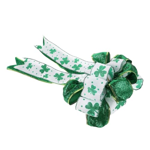 HEATSHAKING Baumspitzenschleife Mit Kleeblatt Für St Patricks Day Grüne Schleife Für Selbstgemachte Kränze Irische Partydekor Und Baumschmuck Zum Fest von HEATSHAKING
