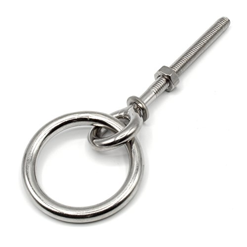 HEAVYTOOL Augbolzen M6 mit Ring aus Edelstahl A2 / AISI 304 Inox (2 Stück) Ringschraube mit Befestigungsring Ösenschrauben metrisches Gewinde Ringschraube von HEAVYTOOL