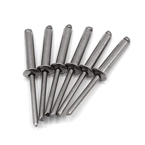 HEAVYTOOL Blindnieten Ø3mm x 10mm (100 Stück) (Klemmbereich 5,0-6,5mm) DIN 7337 A Ähnl. UNI 9200 A EN ISO 1598 Edelstahl V2A AISI 304 Popnieten Nieten Blindniete Edelstahlnieten von HEAVYTOOL