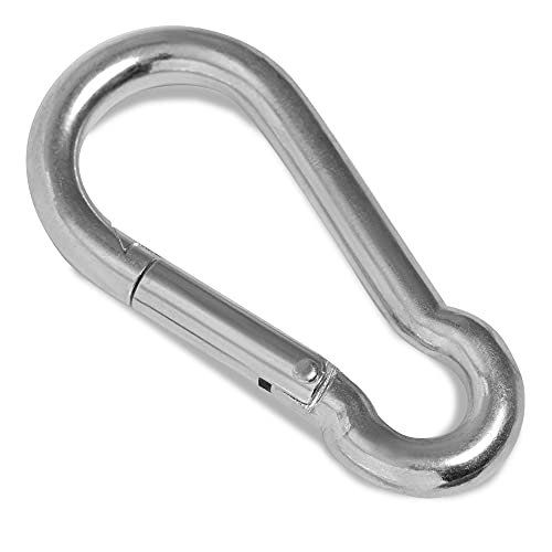 HEAVYTOOL Feuerwehr Karabinerhaken 100mm x 10mm Stahl verzinkt (5 Stück) Tragfähigkeit WLL: 350kg Karabiner Feuerwehrkarabiner Feuerwehrkarabinerhaken Schnellverschluss von HEAVYTOOL