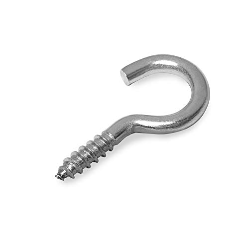 HEAVYTOOL Cup Hakenschraube mit Holzgewinde 4mm x 40mm (10 Stück) Edelstahl A2 AISI 304 Schraubhaken Deckenhaken Hakenholzschraube von HEAVYTOOL