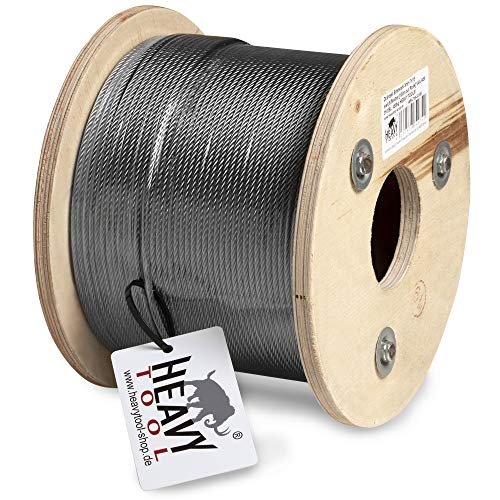 HEAVYTOOL Drahtseil Edelstahl 4mm 7x19 weich/flexibel (100m auf Rolle) V4A AISI 316 BL: 850kg Edelstahlseil Stahlseil Stahldrahtseil Drahtkabel Kabelseil Stahlkabel von HEAVYTOOL