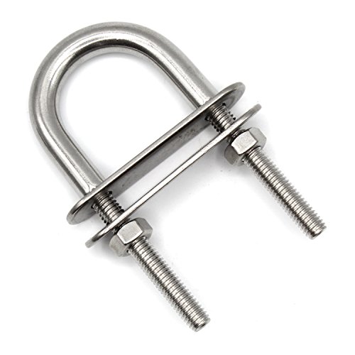 HEAVYTOOL U Bolzen 6mm x 42mm Edelstahl V4A AISI 316 Inox mit zwei Gegenplatten (2 Stück) Bügelschraube U Schraube Bügelbolzen U-Klammer U-förmiger Bolzen Rohrschelle von HEAVYTOOL
