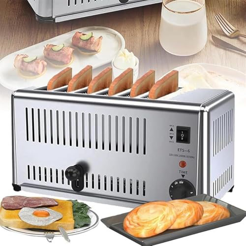 Commercial Edelstahl-Toaster, 4/6 Slice Bread Toaster mit 5-Gang-Backoptionen, Ideal für Zuhause, Geschäft, Hotel, Partygebrauch von HEAXIY