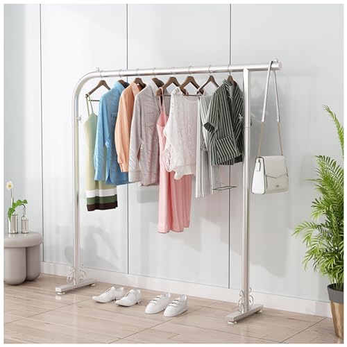 Metall-Kleiderständer, Schwerlast Kleiderstange für Schlafzimmer, Waschküche, Garderobenständer, Kleiderstange Kleiderbügel, 50kg Belastbarkeit (Color : Silber, Size : 120x40x160cm) von HEBEHOME