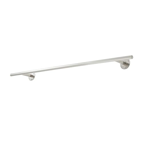 Wandmontage Kleiderstange, gebürsteter Edelstahl-Kleiderständer zum Aufhängen von Kleidung, platzsparend, 80/100/120cm, kleiderstange für die wand, 2 Sockel (Color : Silber, Size : 80cm/31.5in) von HEBEHOME