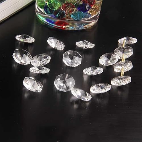 14 mm transparente Glas-Tropfen, 50 Stück, achteckige Perlen für DIY Handwerk und Heimdekoration von HEBEOT