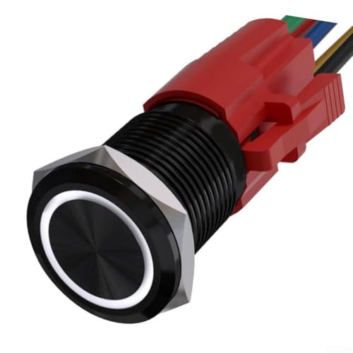 22 mm Metall-Drucktastenschalter mit 12 V LED-Licht, selbstrückstellend, für Auto-Modifikationen und Bedienfeld-Upgrades (gelb) von HEBEOT