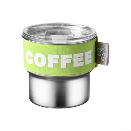 Auslaufsicheres Design, Edelstahl-Kaffeetasse, 400 ml, Reisebecher mit Silikondichtung für täglichen Komfort (grün) von HEBEOT