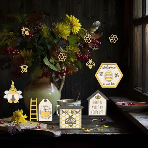Bauernhaus-Charm-Holz-Tablett-Dekor, Bienenfest-Dekoration, zeitlos und elegant (A) von HEBEOT