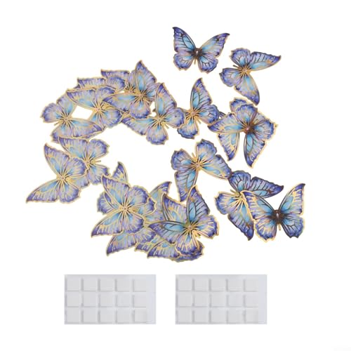 Bezaubernde 3D-Schmetterlings-Wanddekoration mit elegantem Goldrand für Partys, 24 Stück PVC (PY3021-YL) von HEBEOT