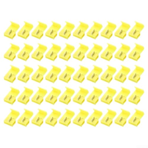Drahtklemmenverbinder, Schnellcrimp-Set, 50 Stück, mit Isolations-Piercing-Mechanismus für sichere und zuverlässige elektrische Verkabelungsanwendungen (gelb) von HEBEOT
