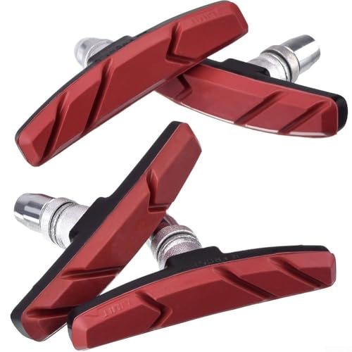 Fahrrad Bremsbeläge für Fixed Gear Bikes High Performance Gummi Halter Pad Set (rot) von HEBEOT