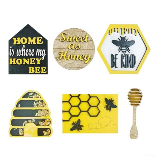 Farmhouse Charm Holz gestufte Tablett-Dekoration, Bienenfest Dekoration, zeitlos und elegant (B) von HEBEOT