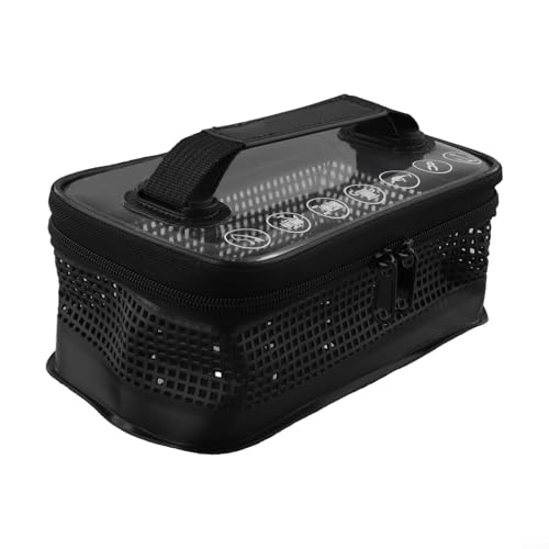 Große Kapazität Angelzubehör Aufbewahrung Mesh Tasche Tragbare Kunststoff Handtasche mit Doppelreißverschluss Design für bequemen Zugang zu Ködern und Angelzubehör (A 14 x 22 cm) von HEBEOT